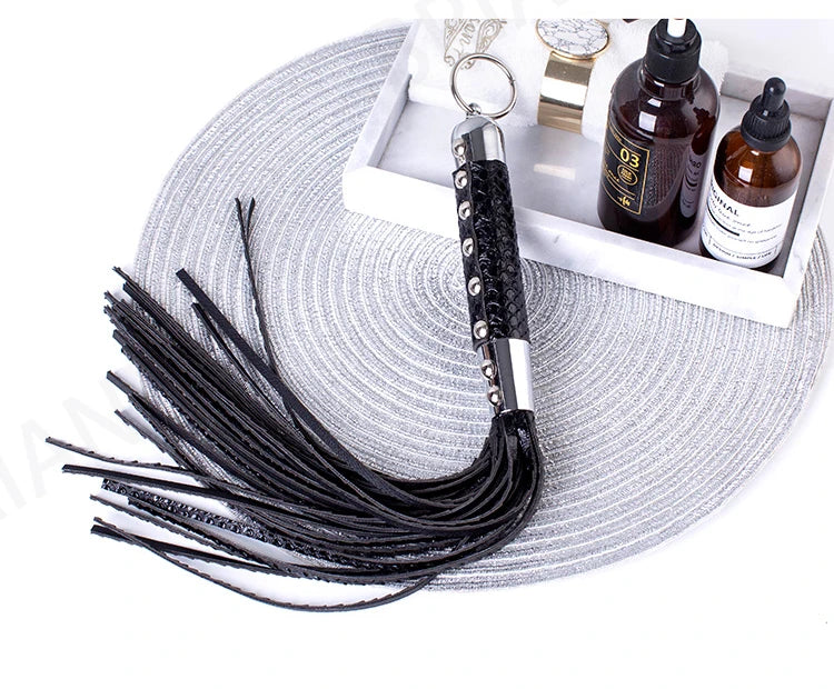 Vintage BDSM Leather Whip with Rivets