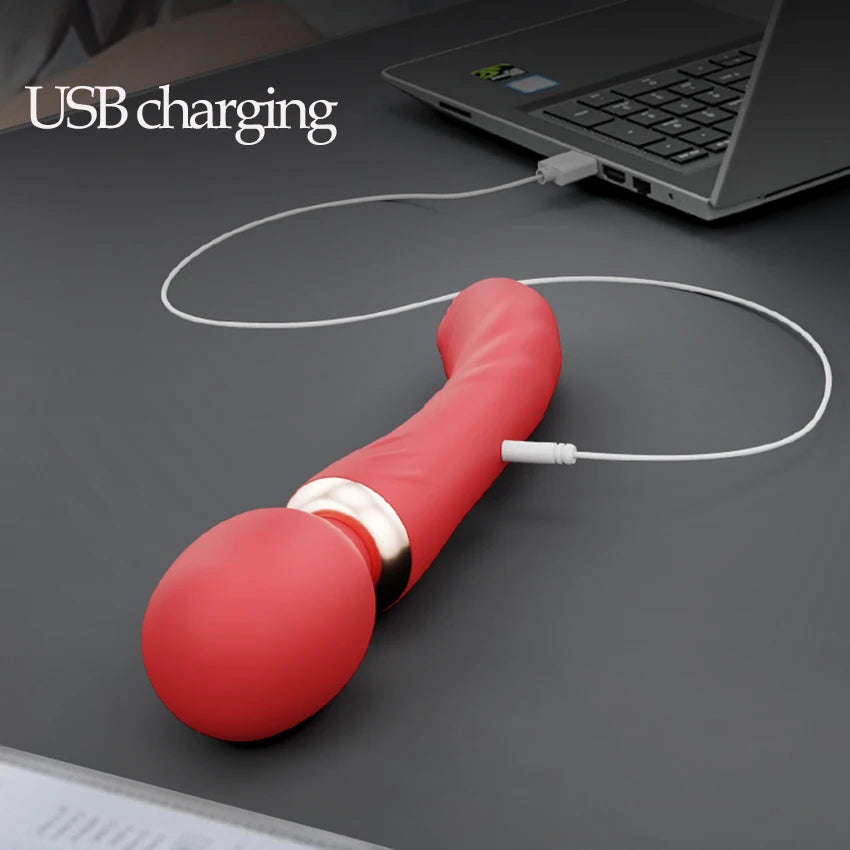 Powerful Dual Motor Silicone Dildo Vibrator Wand