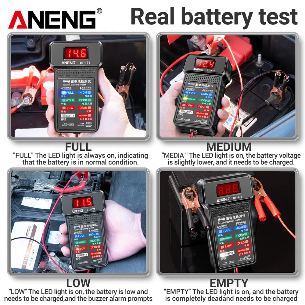 ANENG BT-171 12V Battery Tester – LED Display Diagnostic Tool