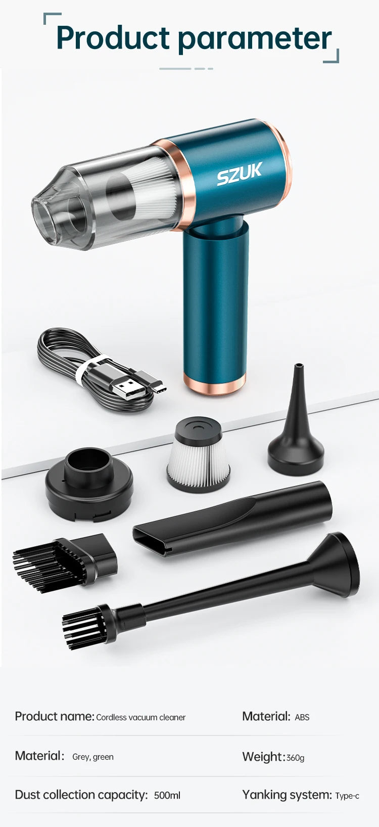 Wireless Mini Car Vacuum Cleaner – Strong Suction