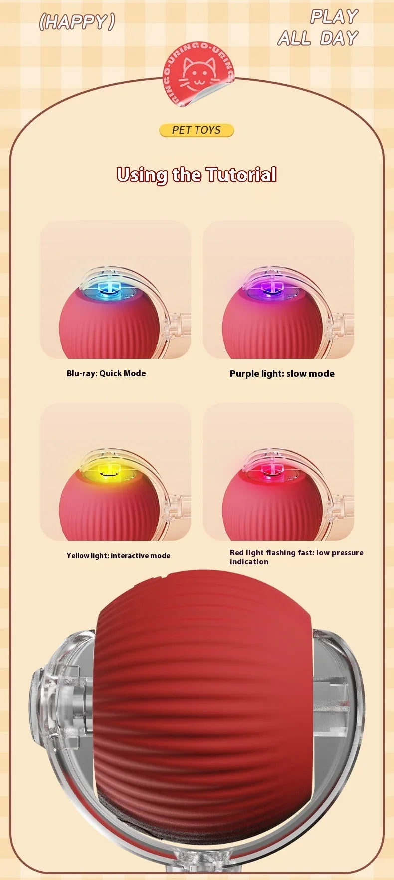Smart Rolling Cat Toy Ball USB Rechargeable