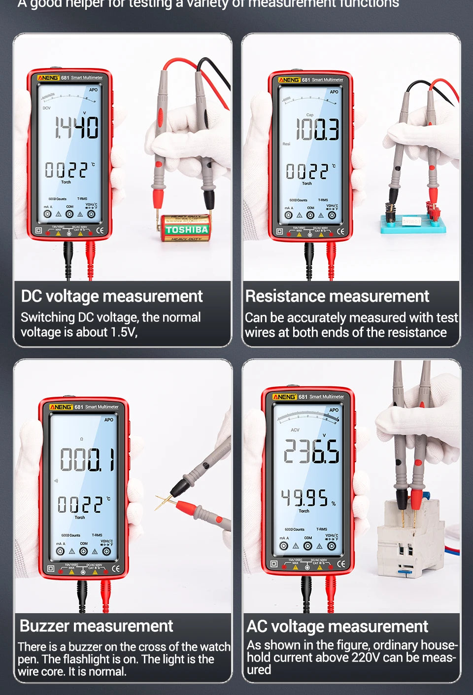 ANENG 681 Rechargeable Digital Multimeter Tester