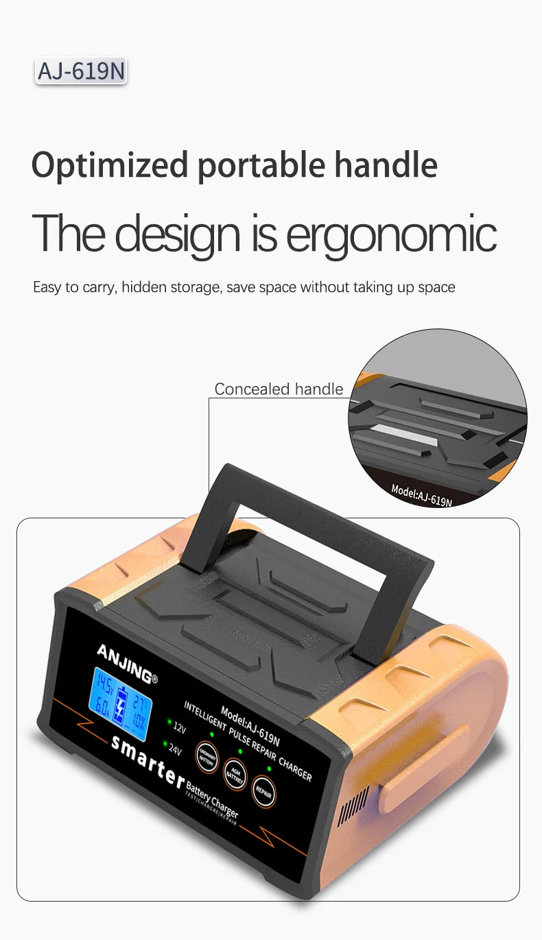 Smart 12V/24V Automatic Car Battery Charger