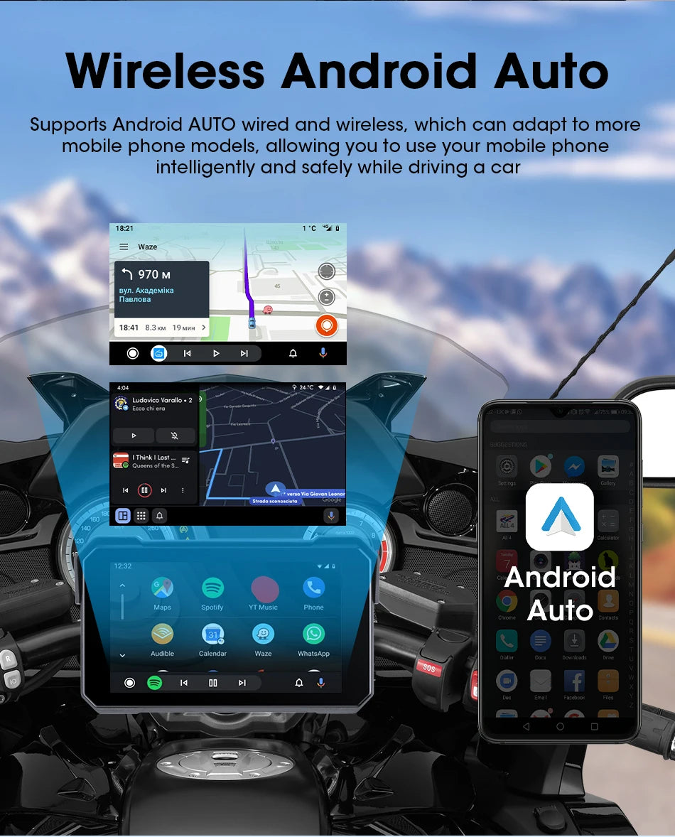 5" Motorcycle GPS CarPlay Android Auto Screen