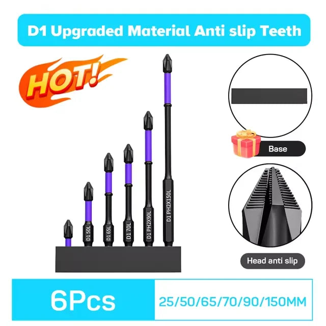 Power up with magnetic screwdriver bits, 6 or 12 pcs!
