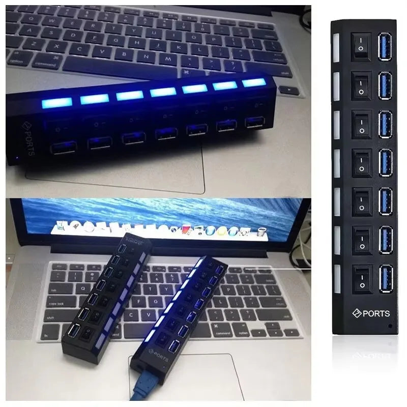 7-Port USB 2.0 Hub – Power Up Your Workflow