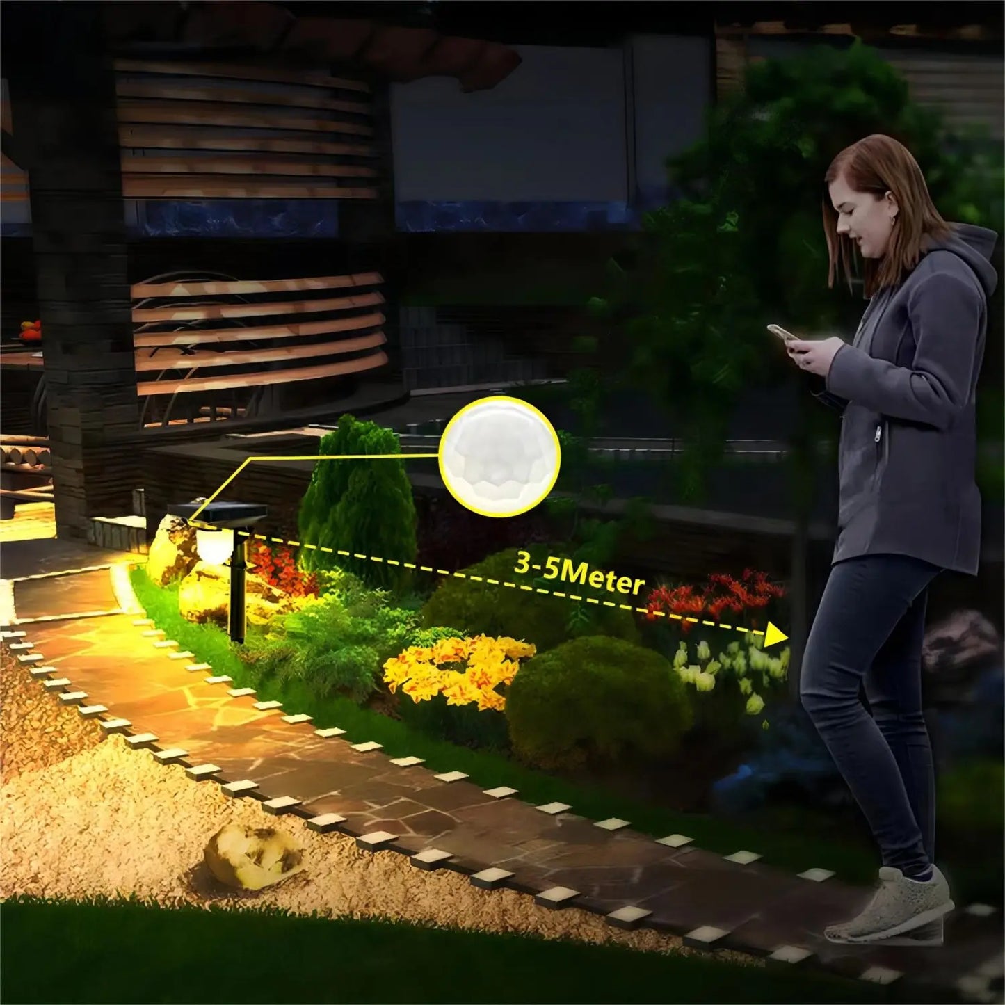 Solar Motion Sensor Wall Light – Waterproof Garden Path Lamp