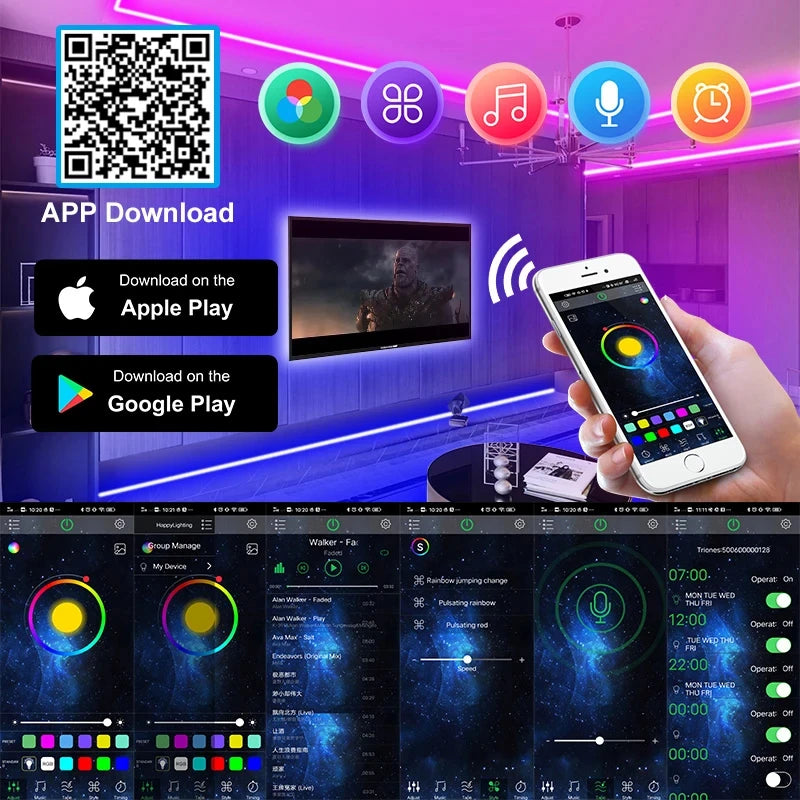 RGB LED Strip Lights Smart SMD 5050 Bluetooth Flexible Tape