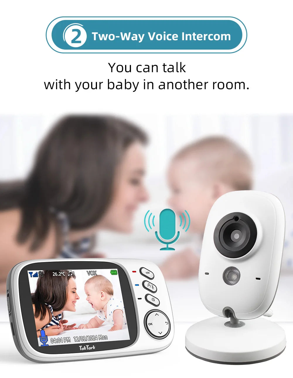 TakTark 3.2" Wireless Baby Monitor with Night Vision