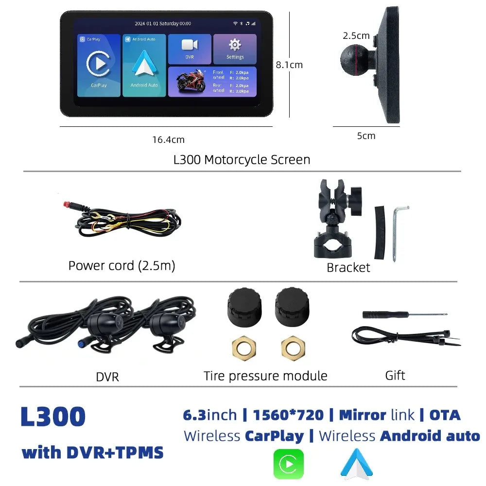 EKIY 6.3" Wireless CarPlay Android Auto GPS
