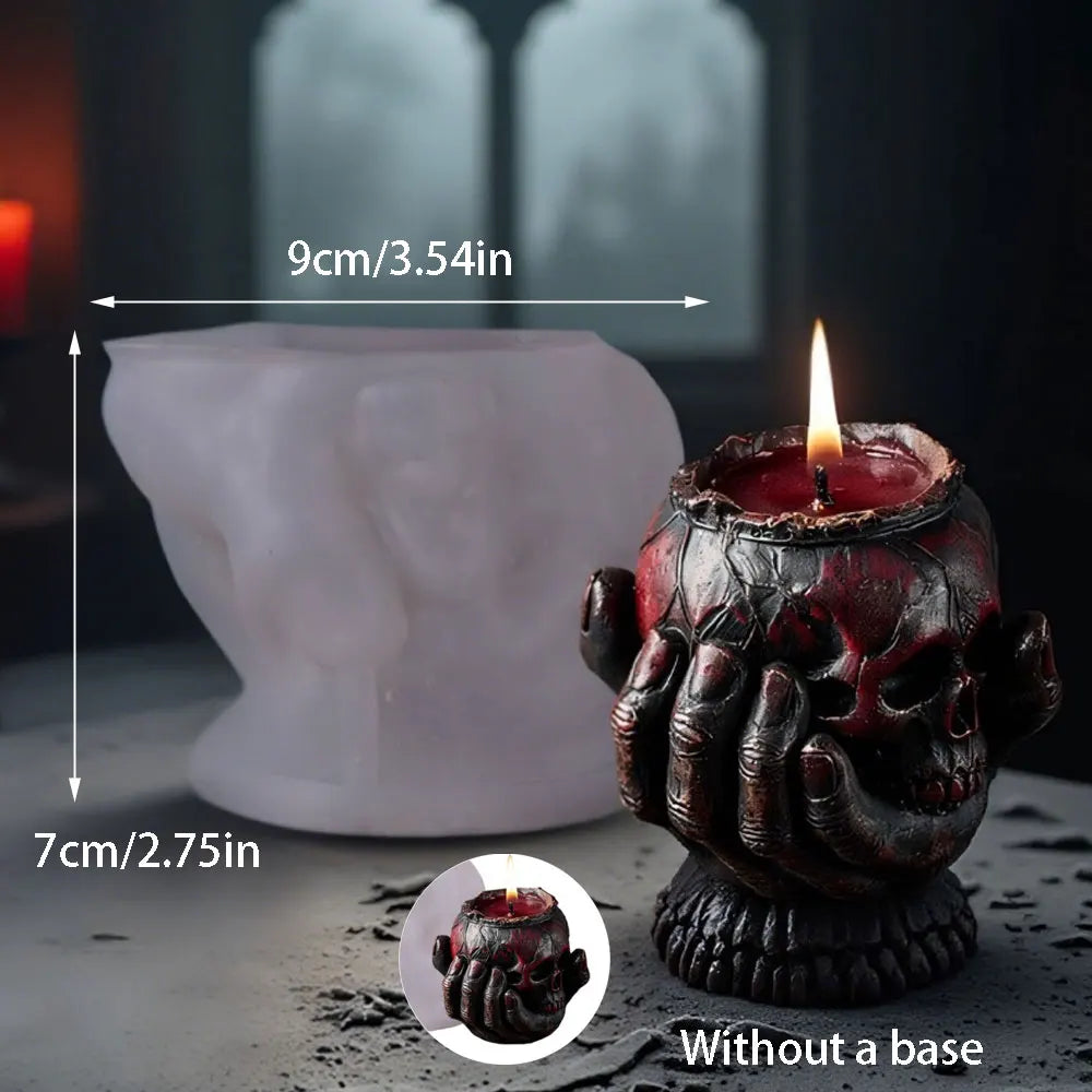 Relief Rose Skull Silicone Candle Mold Gothic Decor