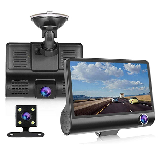 1080P 3-Lens Car Dashcam with 4” Screen