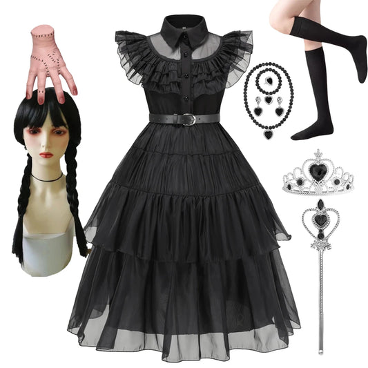 Girls Wednesday Addams Halloween Cosplay Dress