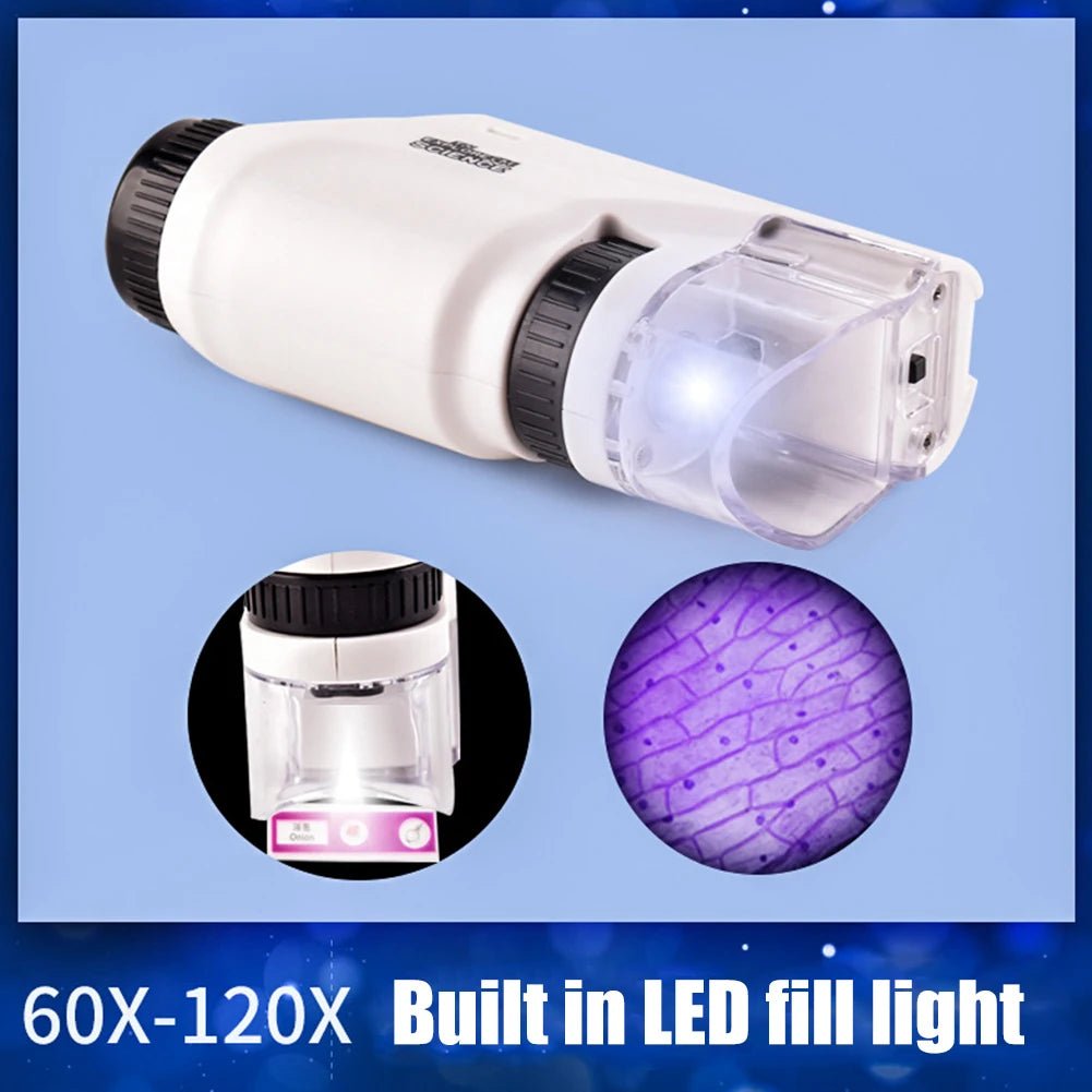 Mini Pocket Microscope 60–120X With LED Light
