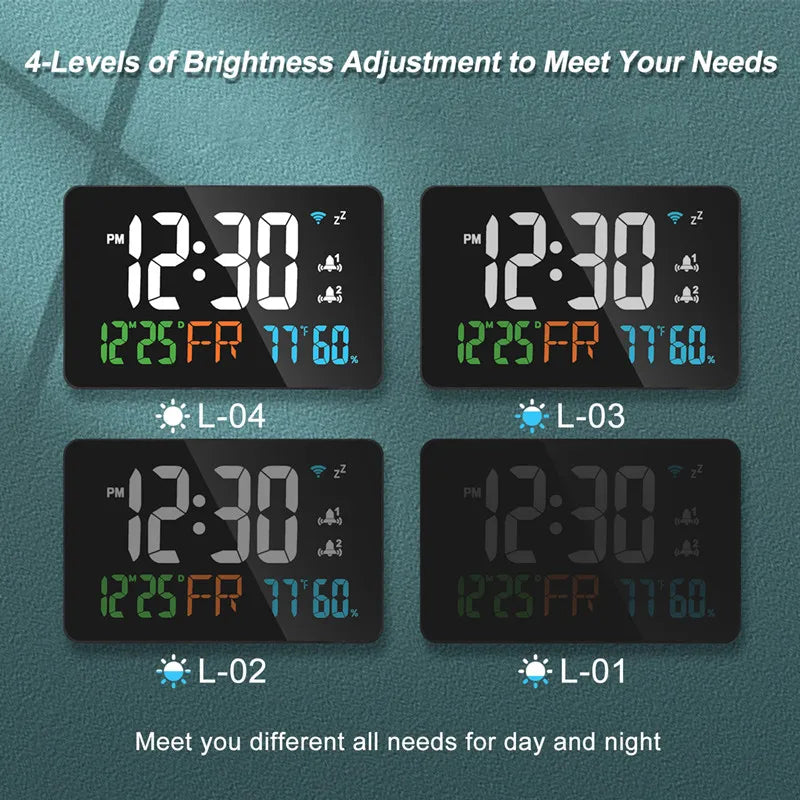 Smart WiFi LED Wall Clock with Temp & Humidity