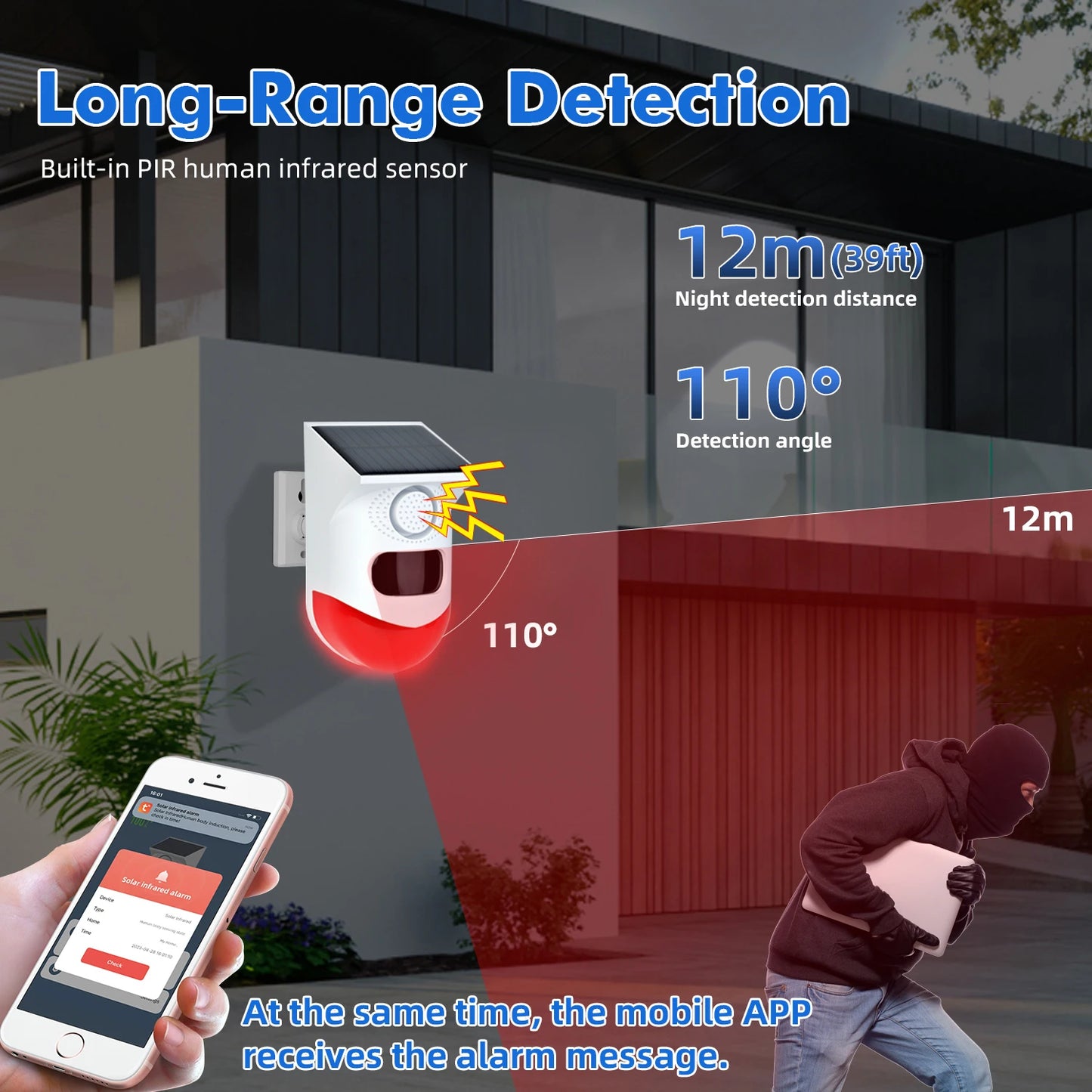 Solar WiFi Outdoor Security Alarm Sensor
