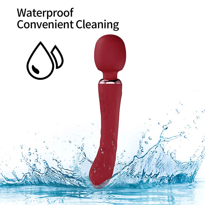 Powerful Dual Motor Silicone Dildo Vibrator Wand