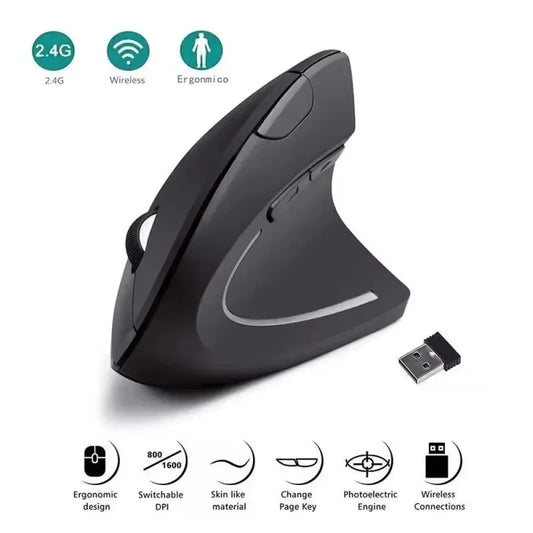 Ergonomic Vertical Wireless Mouse with Adjustable DPI