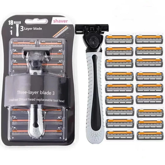 Triple-Layer Men's Reusable Shaver Razor