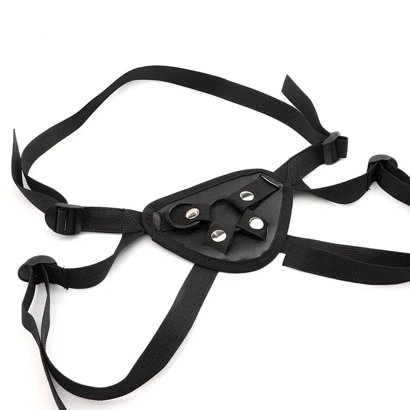 Black Leather Strap-On Dildo Panties for Couples