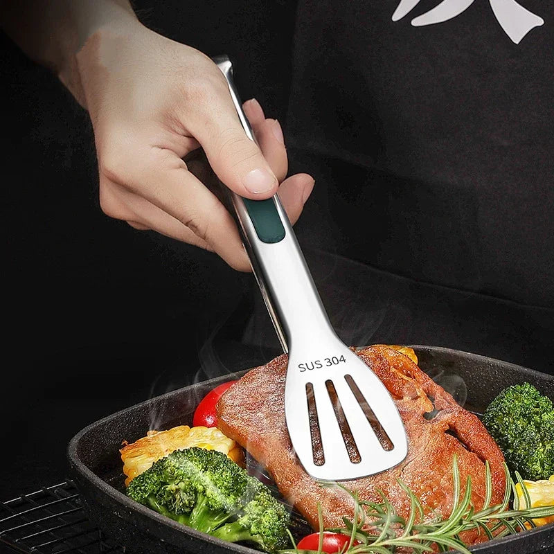 Stainless Steel Non-Slip Food Tongs for Kitchen Use