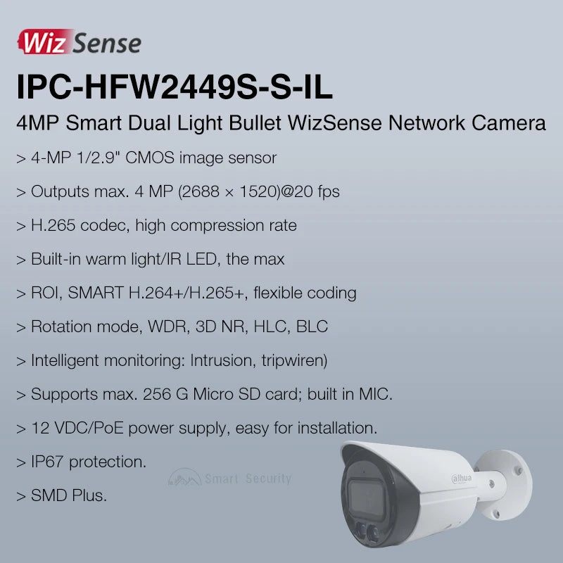 Dahua 4MP Smart Dual Light IP Camera – Outdoor Mini Bullet CCTV