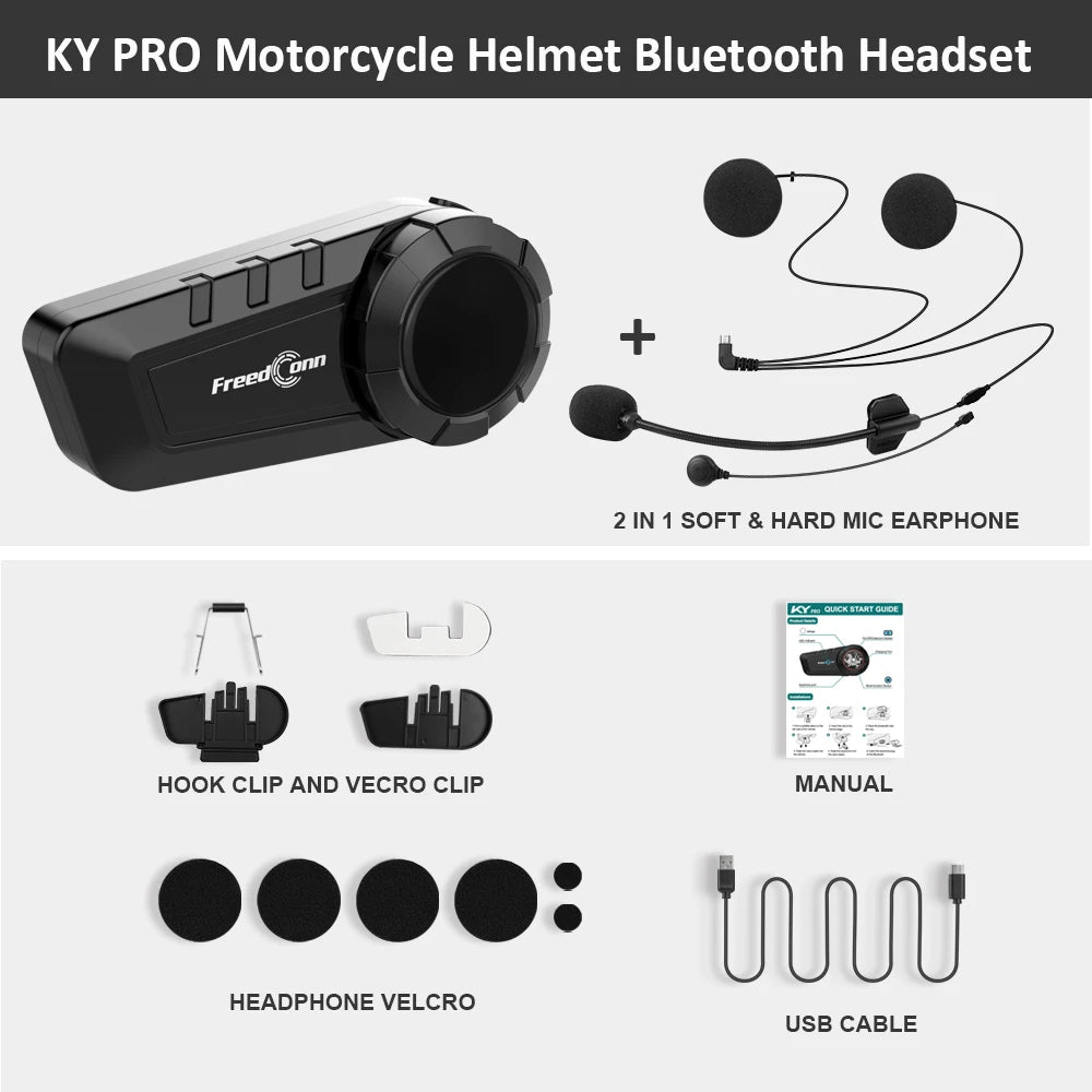 Freedconn Bluetooth Motorcycle Helmet Intercom 1000M