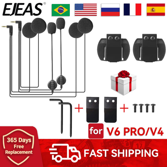 EJEAS V6 Pro/V4 Motorcycle Helmet Intercom Mic & Speaker