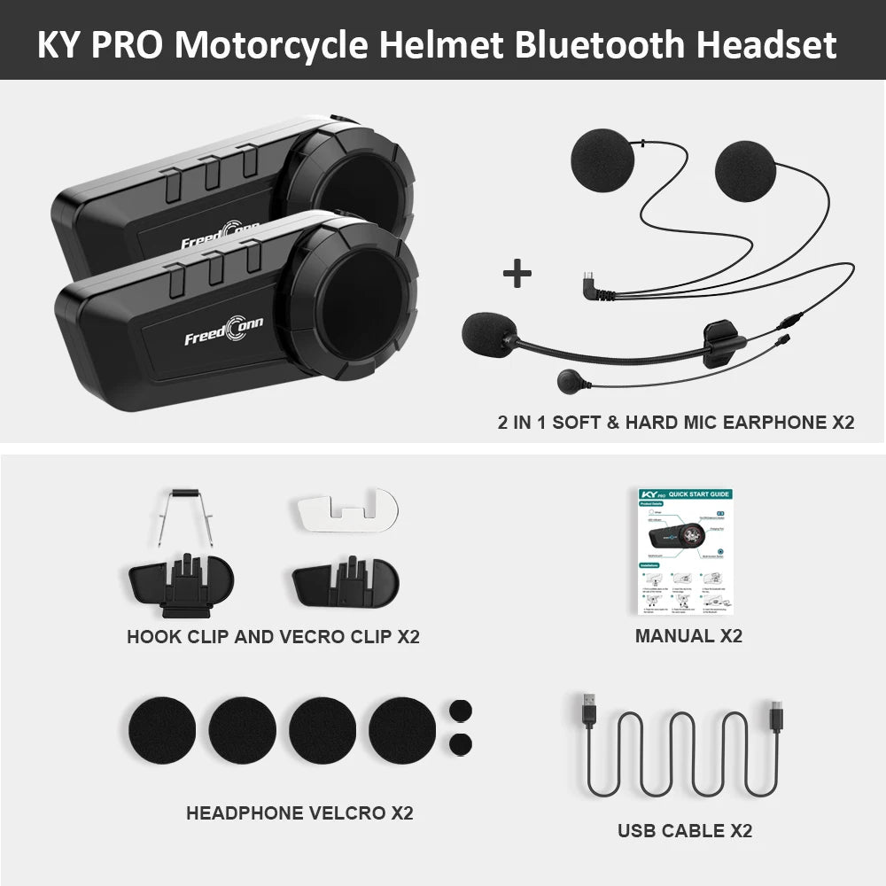 Freedconn Bluetooth Motorcycle Helmet Intercom 1000M
