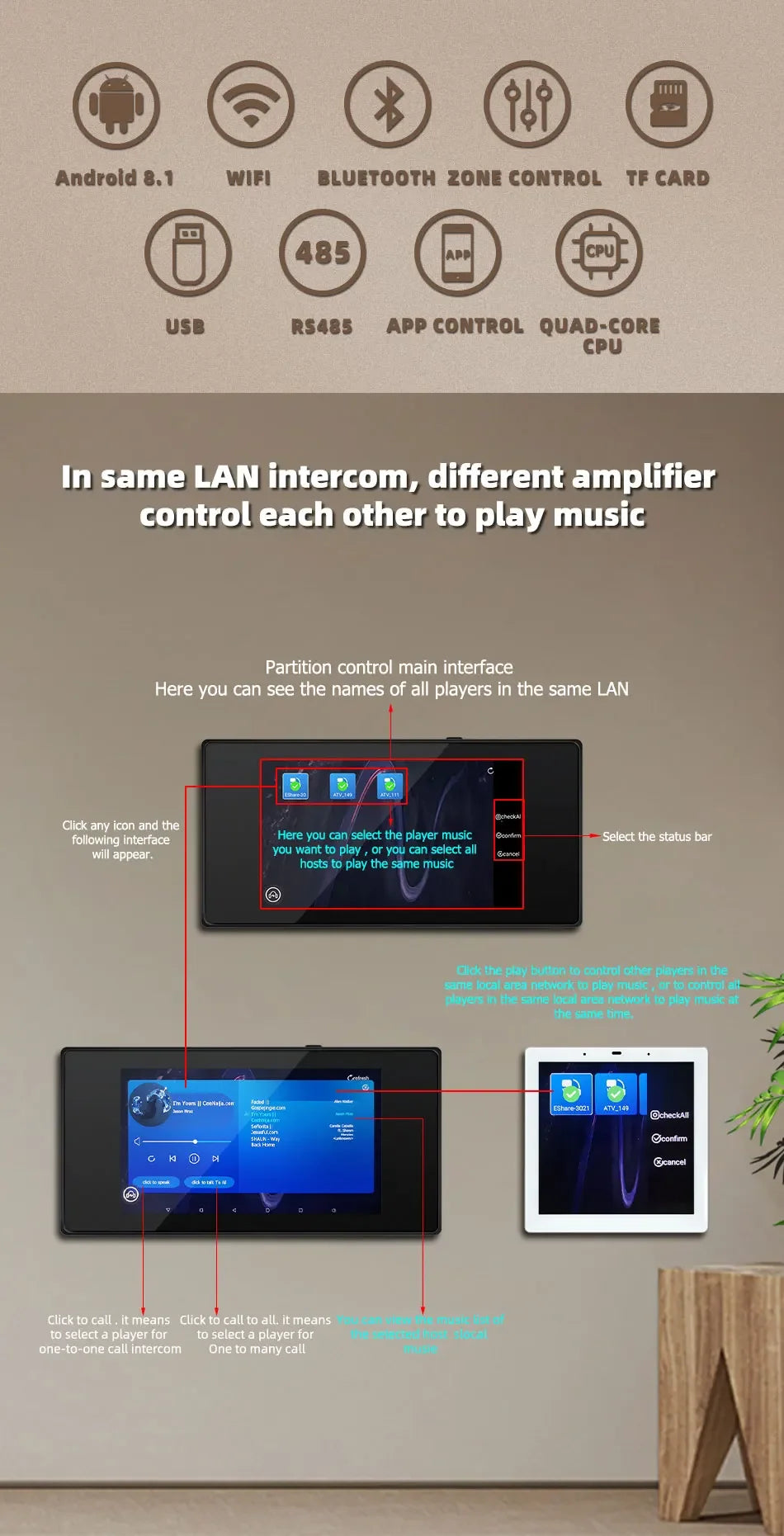 Smart WiFi Amplifier with Touchscreen – Android 8.1