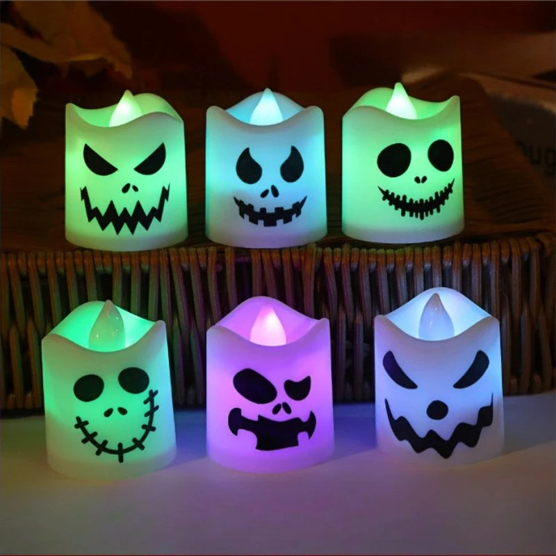Halloween LED Ghost Pumpkin Candle Lights (6pcs)