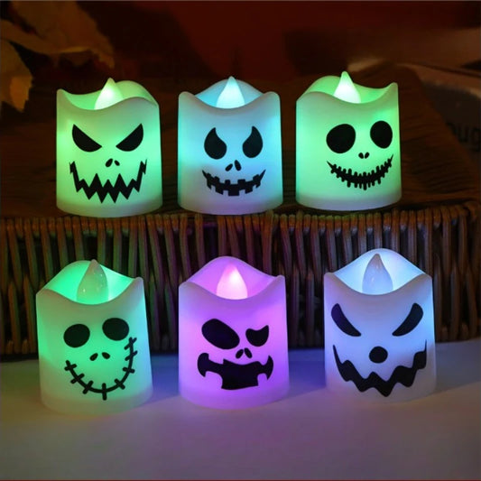 Halloween LED Ghost Pumpkin Candle Lights (6pcs)