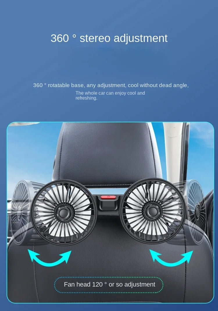 Dual Head Car USB Cooling Fan 3-Speed