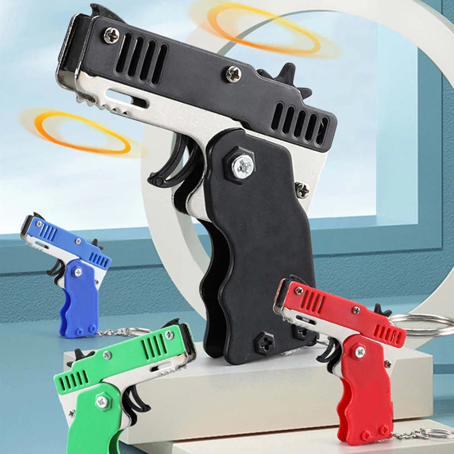 Mini Metal Rubber Band Launcher Keychain Toy
