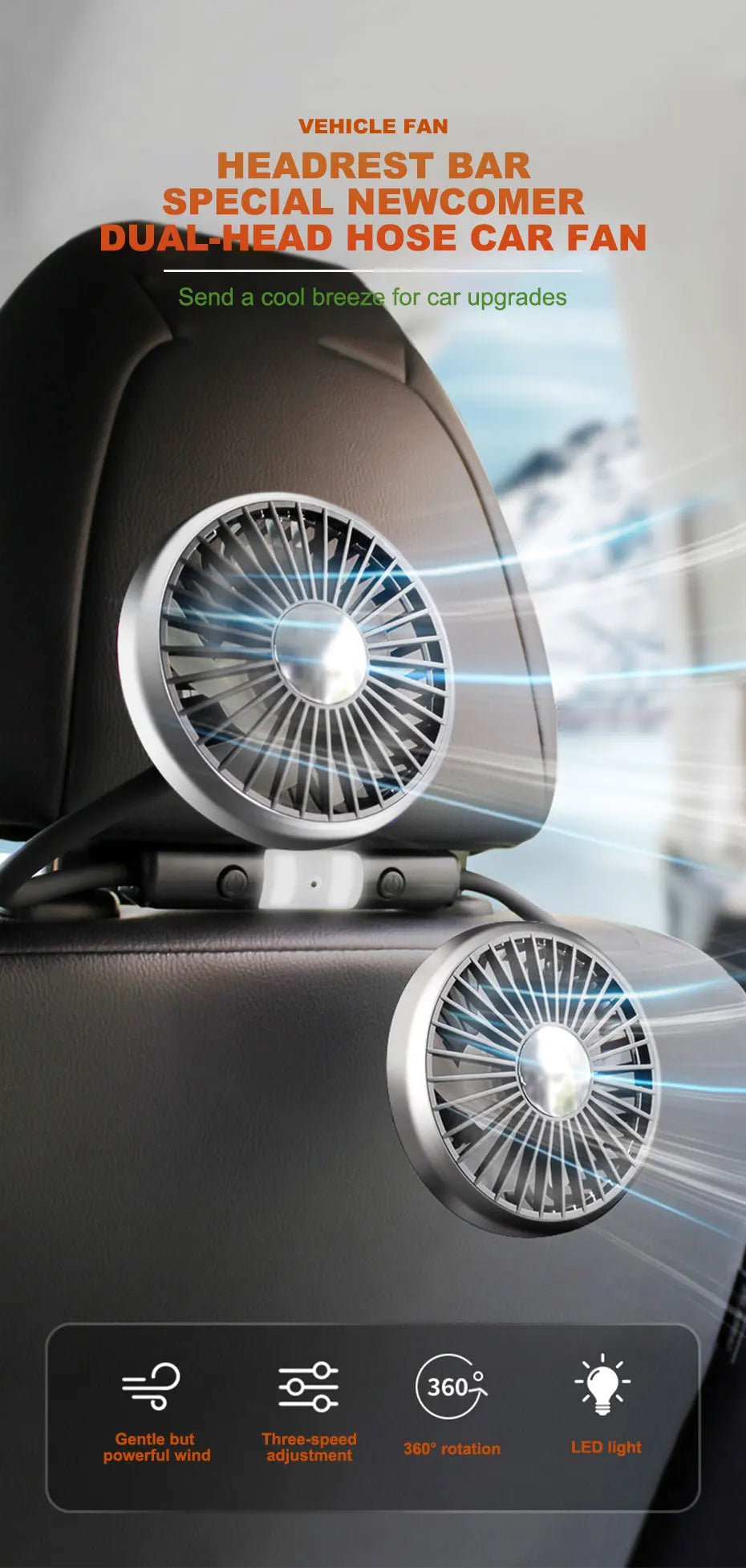 SEAMETAL Dual Head Car USB Cooling Fan