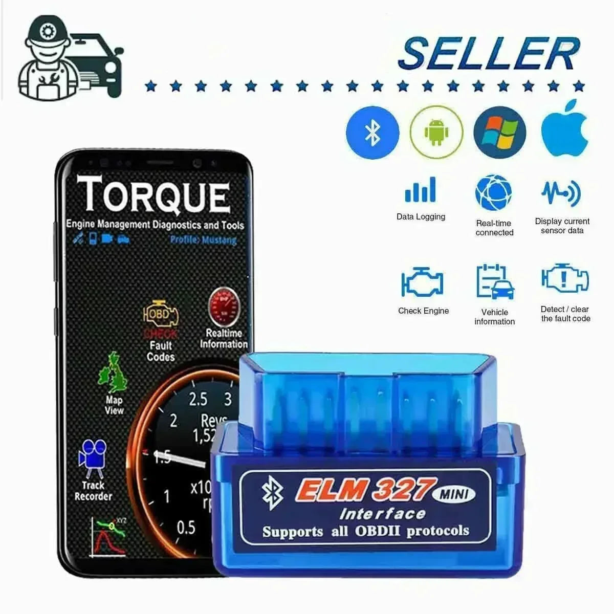 ELM327 OBD2 Bluetooth Car Diagnostic Tool