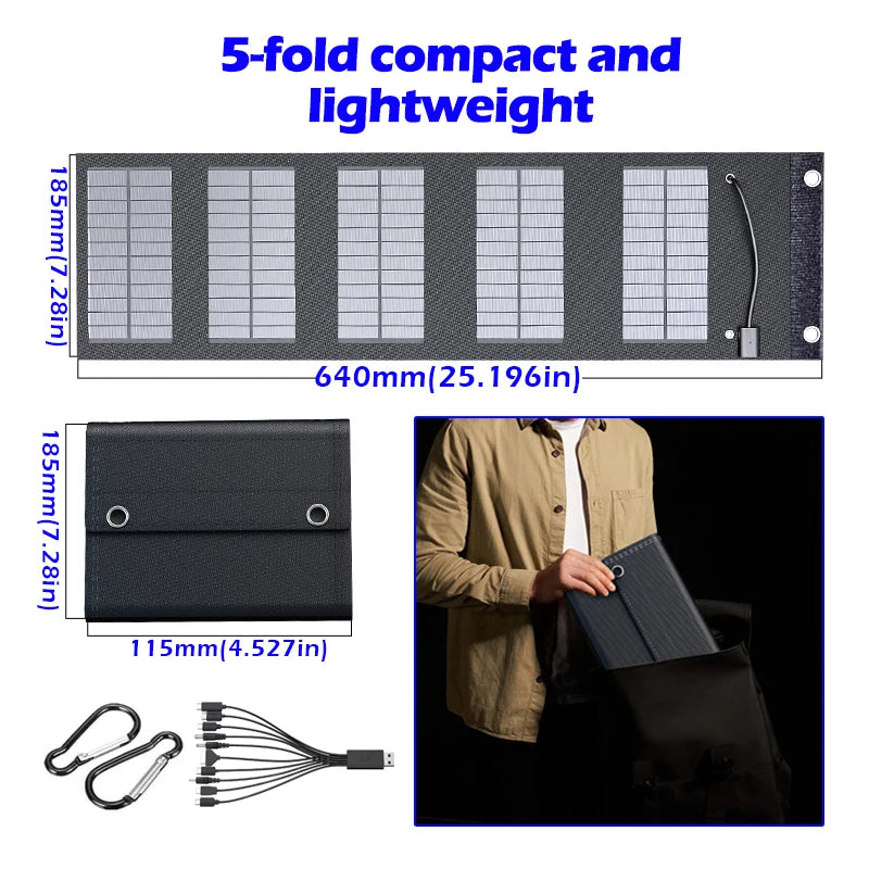 70W Portable 5V Solar Panel with USB Ports – Outdoor Power