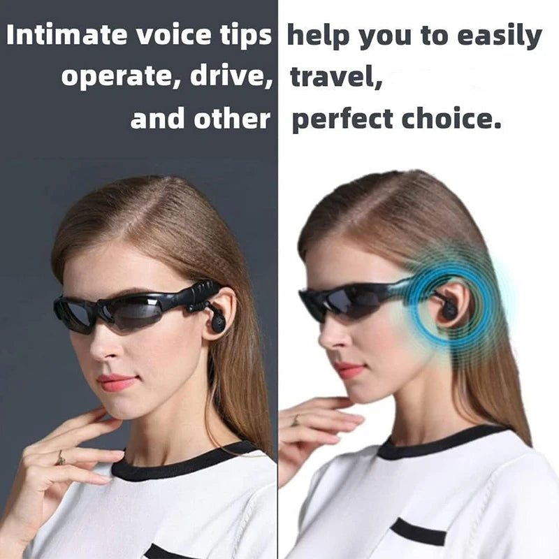 Smart Wireless Glasses with Bluetooth Earbuds & Mic
