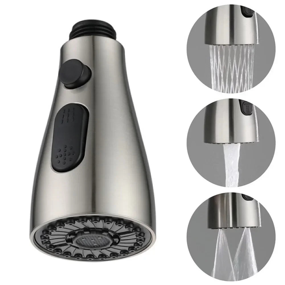 3-Mode Pull-Out Faucet Sprayer Head – Water-Saving Nozzle