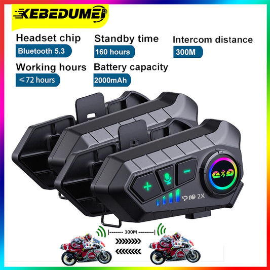 Bluetooth Motorcycle Helmet Intercom with 300M Range