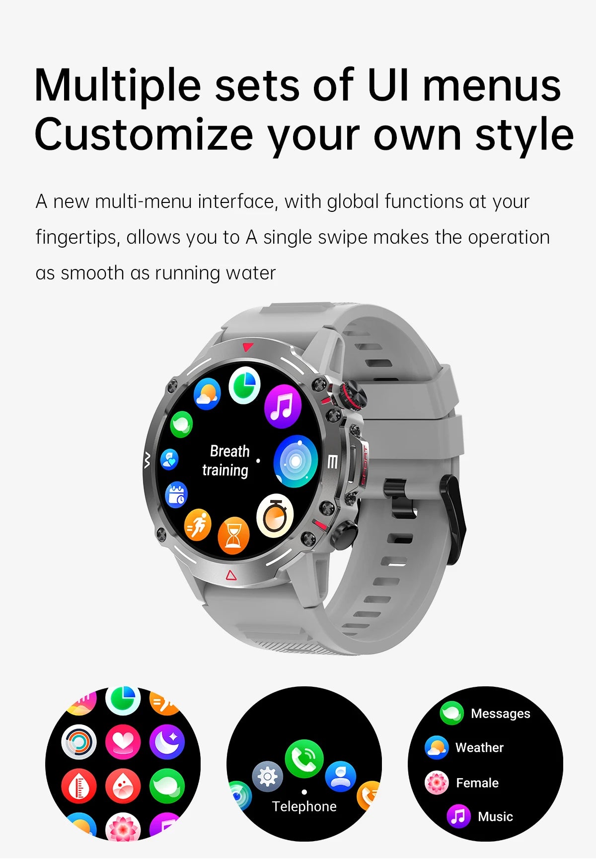 Smart Watch 1.43” Full Touch Waterproof Fitness Watch
