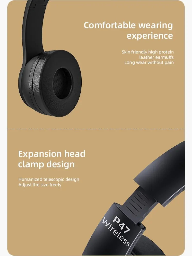 Stereo P47 Headset 5.0 Bluetooth Headset Folding Wireless