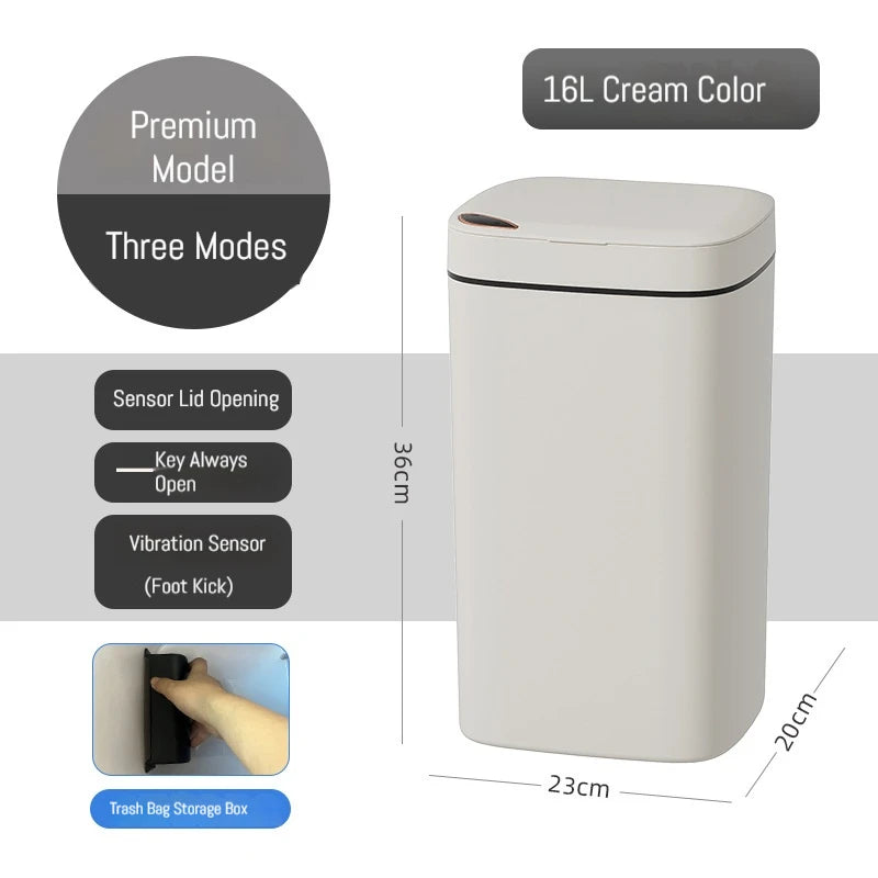 16L Smart Non-Contact Bathroom Trash Can