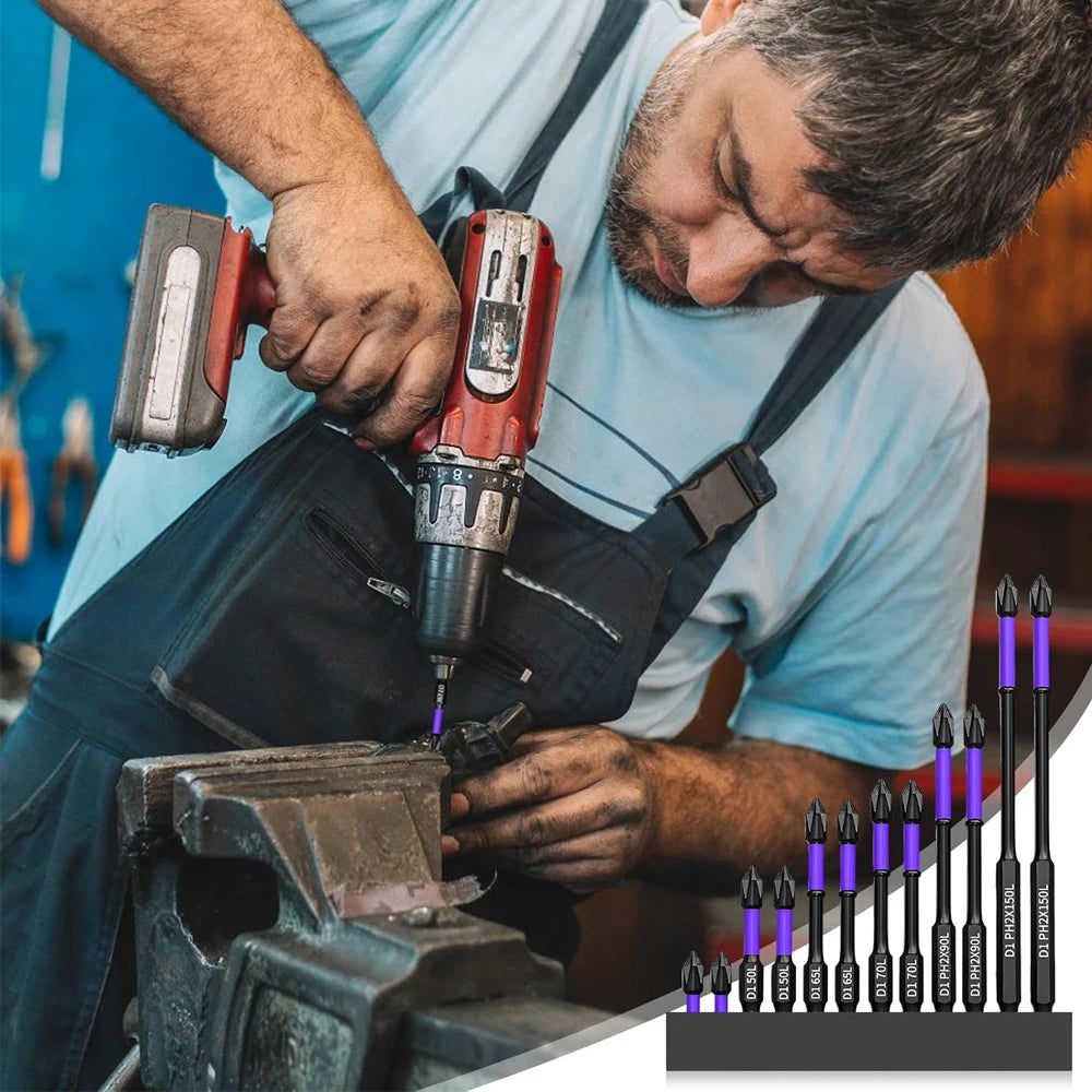 Power up with magnetic screwdriver bits, 6 or 12 pcs!