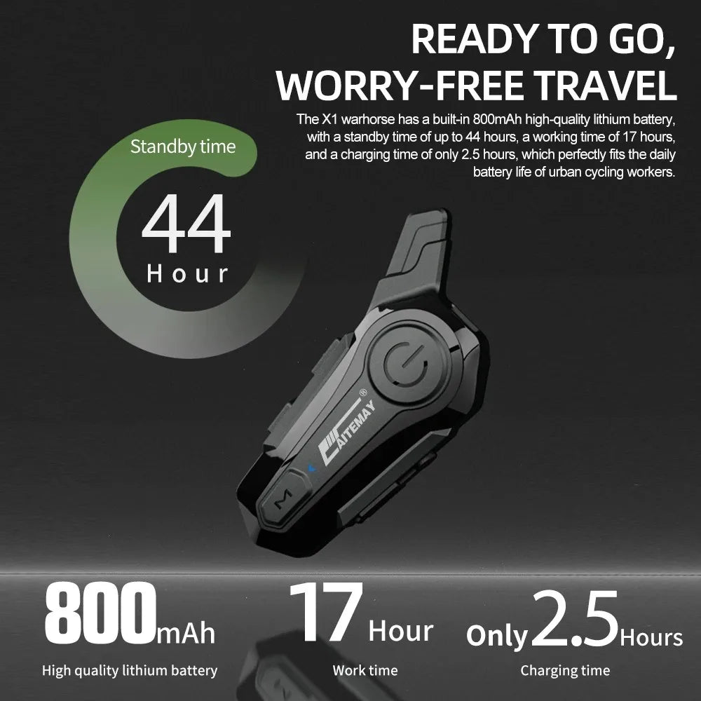 Bluetooth Motorcycle Helmet Intercom Headset 1000M