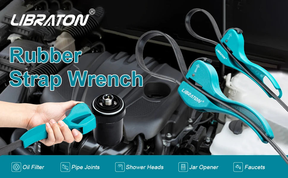 LIBRATON 150mm Adjustable Rubber Strap Wrench – Universal Grip Tool