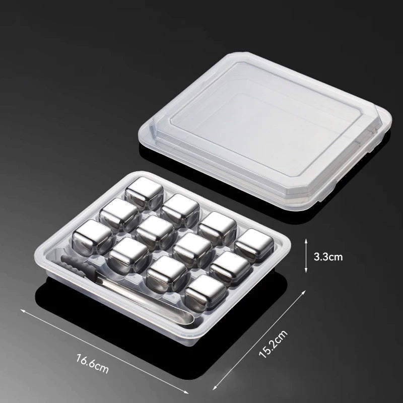 Reusable 304 Steel Whiskey Ice Cubes Set