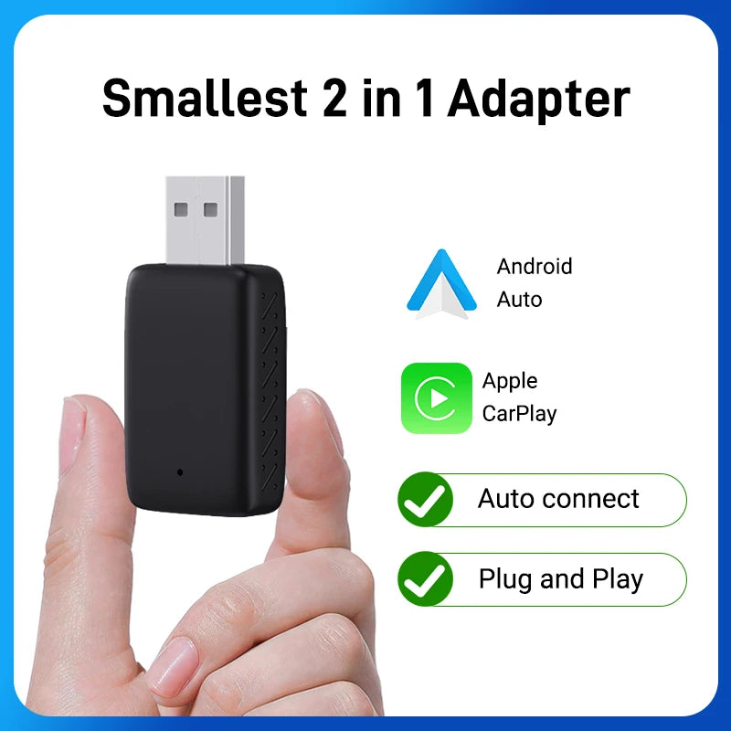NEW 2in1 Mini  Wireless Carplay Adapter And Android Auto
