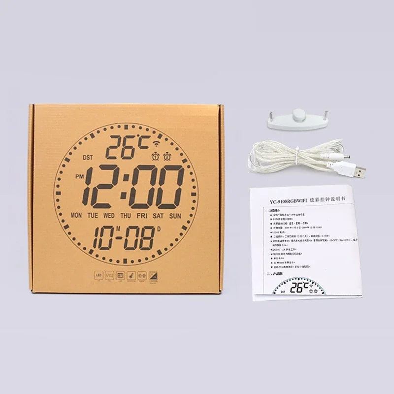 Smart WiFi LED Wall Clock with Alarms