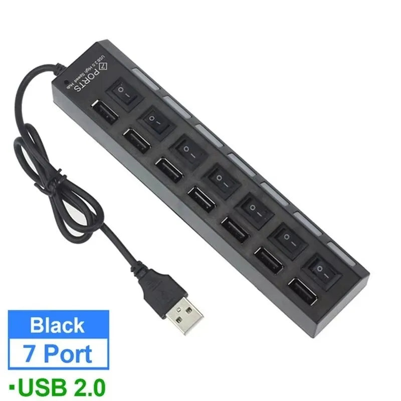 7-Port USB 2.0 Hub – Power Up Your Workflow